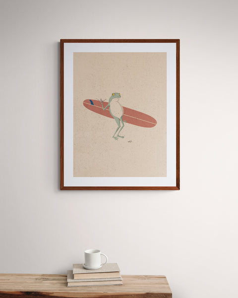 Surfing Frog Art Print