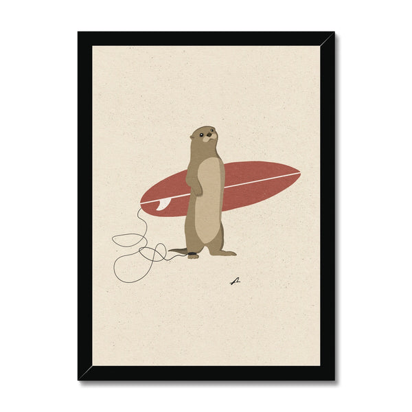 Surfing Otter Framed Print