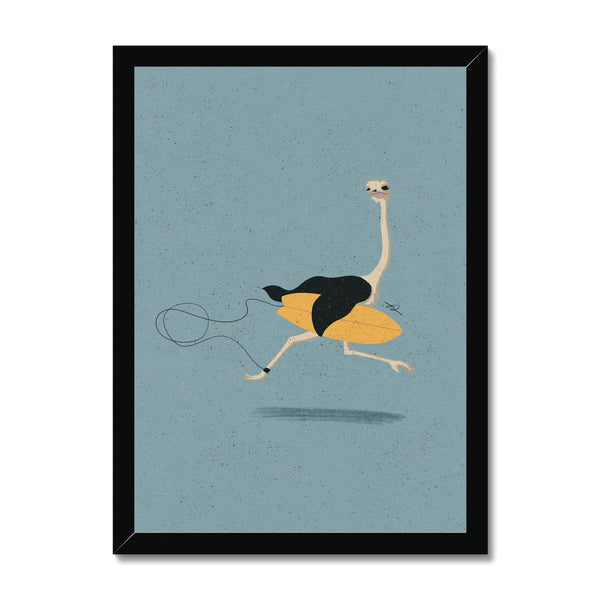 Surfing Ostrich Framed Print