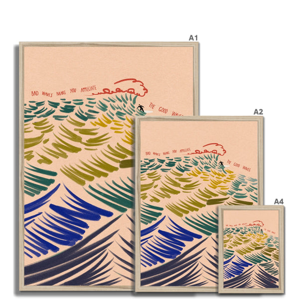 Good waves, bad waves Framed Print