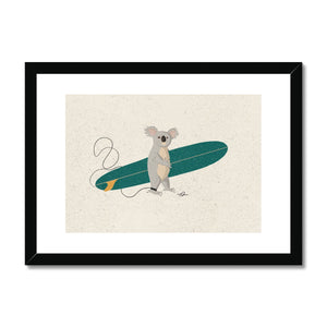 Surfing Koala Framed & Mounted Print
