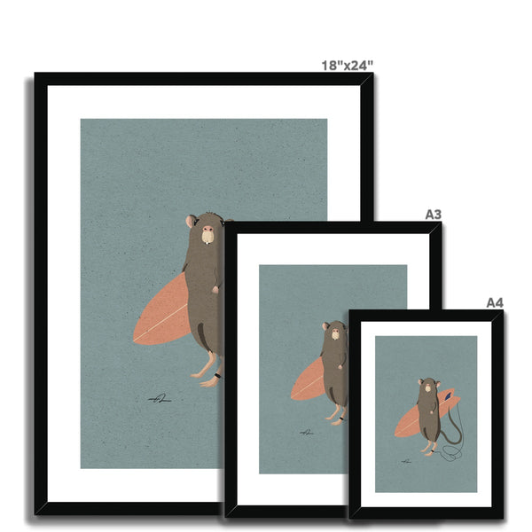 Surfing Mouse Framed & Mounted Print