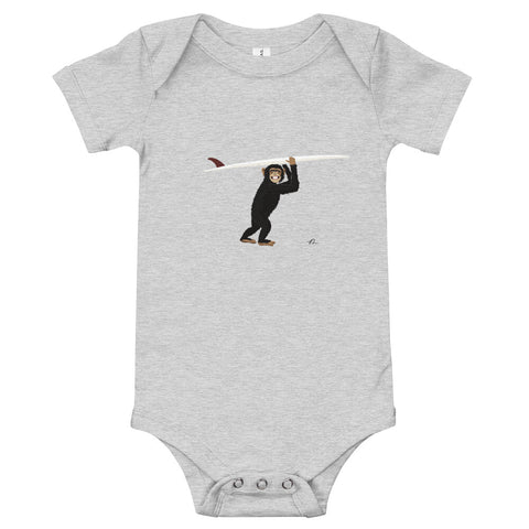 "Surfing Chimpanzee" Baby Bodysuit