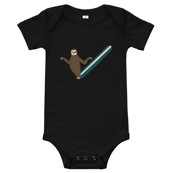 "Surfing Sloth II" Baby Bodysuit