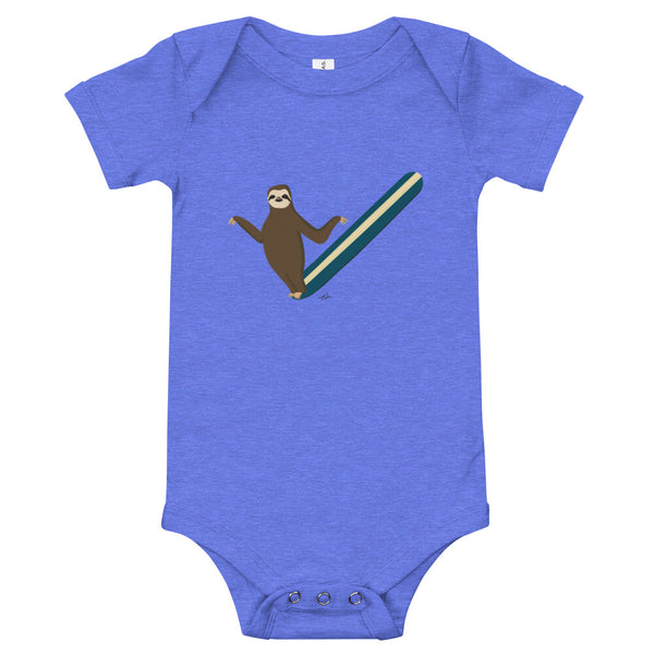"Surfing Sloth II" Baby Bodysuit