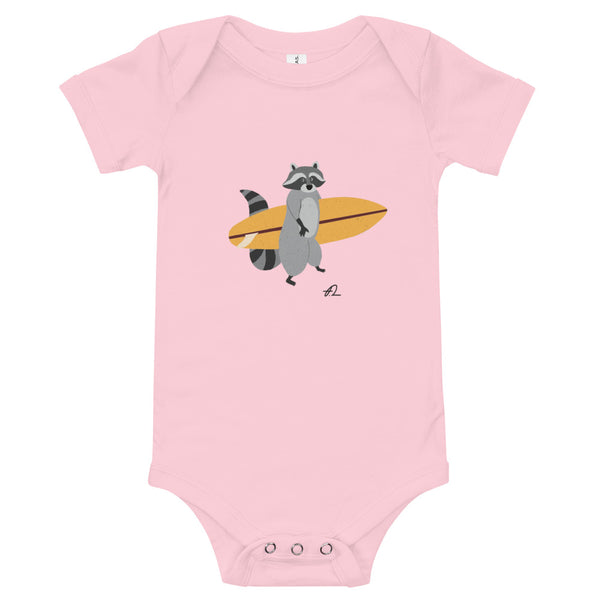 "Surfing Racoon" Baby Bodysuit