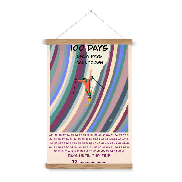 100 Days Snow Days Anticipation Poster with Hanger