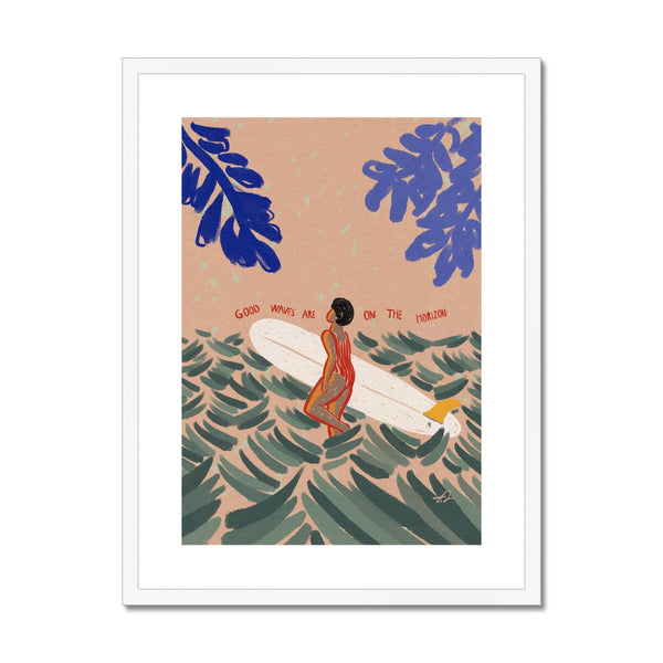 Good waves on the horizon Framed & Mounted Print