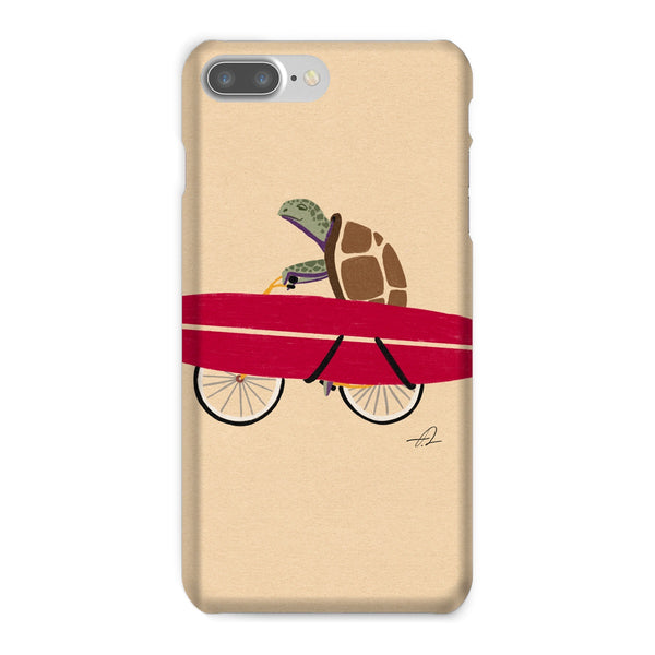 A turtle riding a bike with a surfboard Snap Phone Case