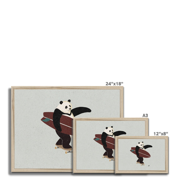 Surfing Panda Framed Print
