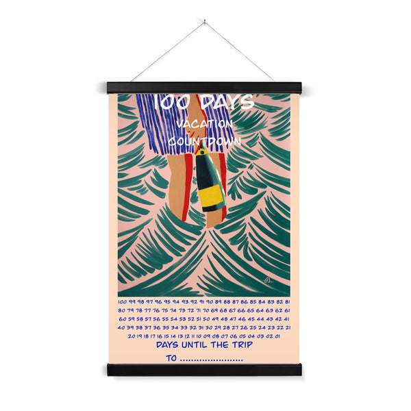 100 Days Vacation Anticipation Poster with Hanger