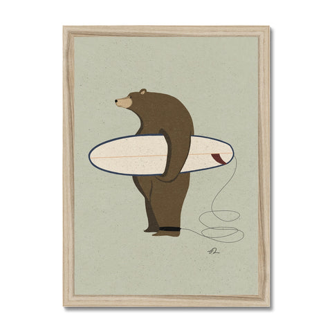 Surfing  Grizzly Framed Print