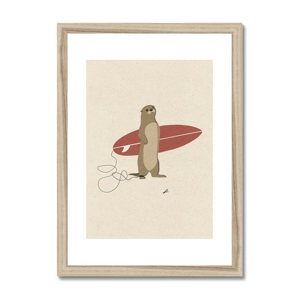 Surfing Otter Framed & Mounted Print