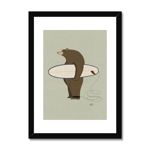 Surfing  Grizzly Framed & Mounted Print
