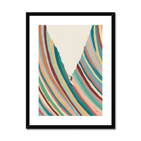 Surfing with Stache Framed & Mounted Print