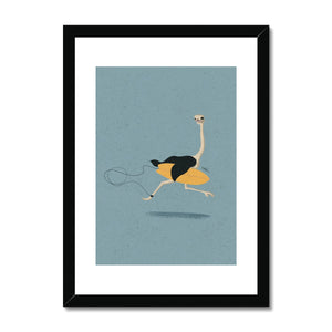 Surfing Ostrich Framed & Mounted Print