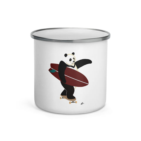 "Surfing Panda" Enamel Mug