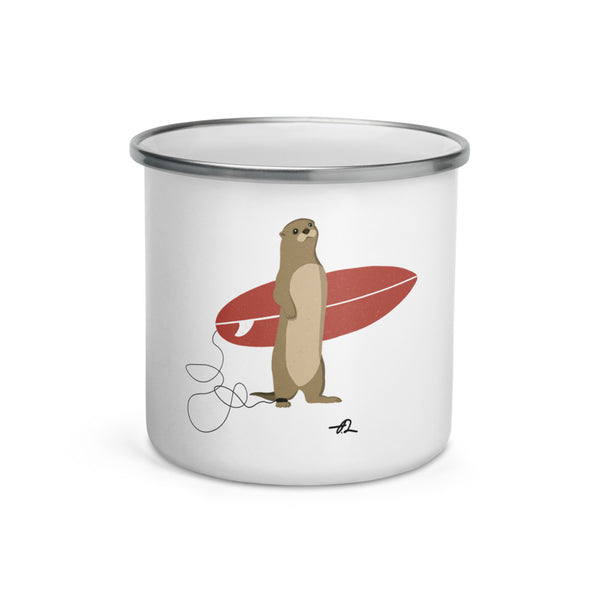 "Surfing Otter" Enamel Mug