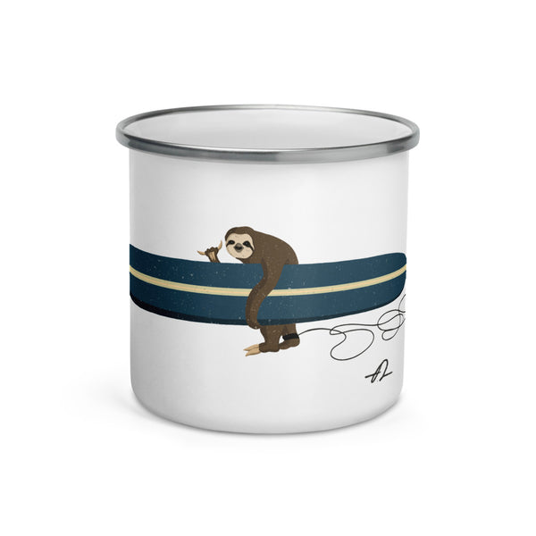"Surfing Sloth" Enamel Mug