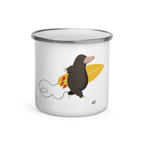 "Surfing Mole" Enamel Mug