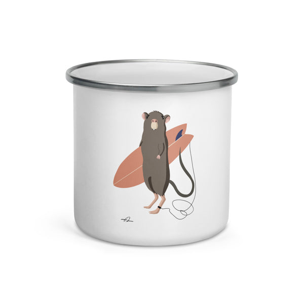 "Surfing Mouse" Enamel Mug