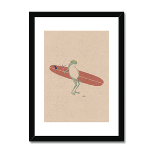 Surfing Frog Framed & Mounted Print
