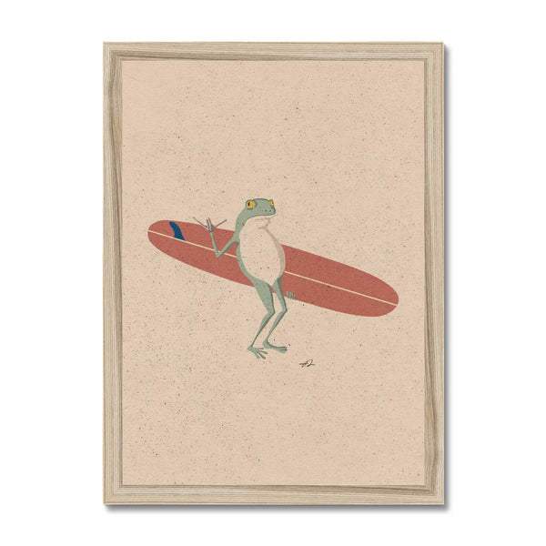 Surfing Frog Framed Print