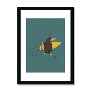 Surfing Mole Framed & Mounted Print