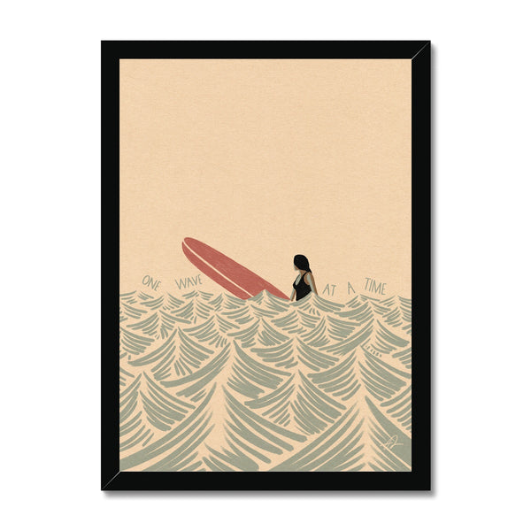 One wave at a time Framed Print