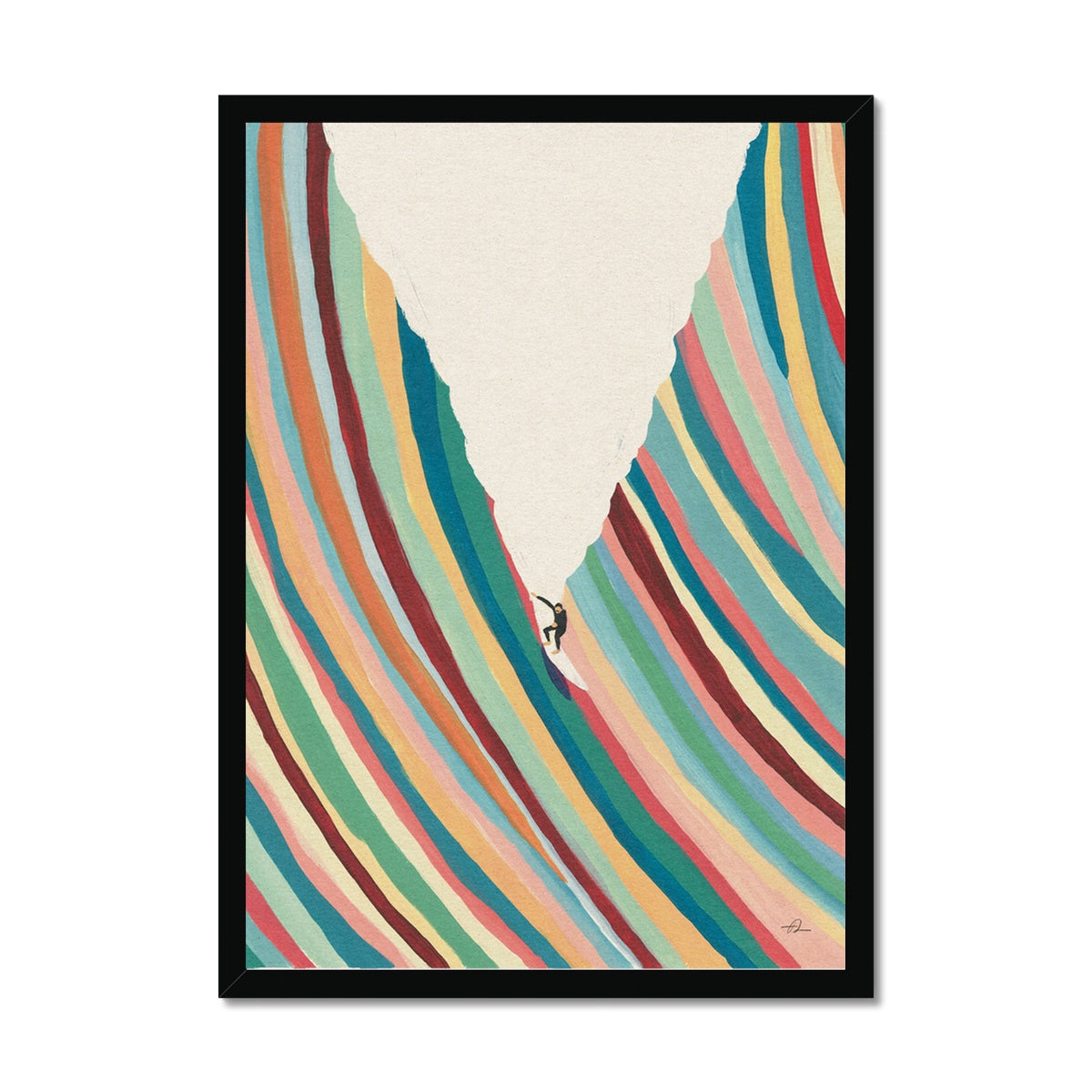 Surfing with Stache Framed Print