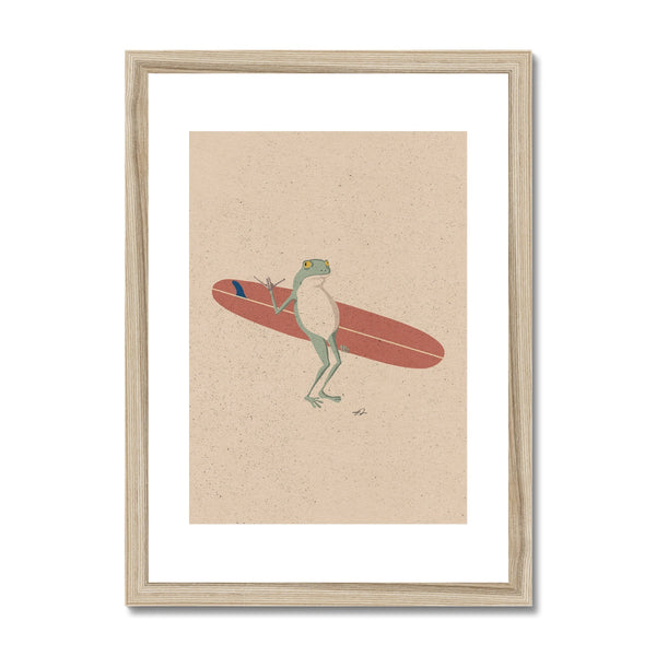 Surfing Frog Framed & Mounted Print