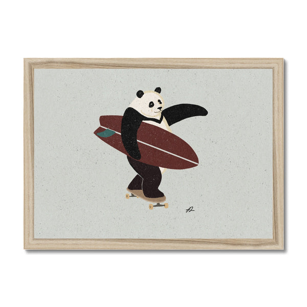Surfing Panda Framed Print