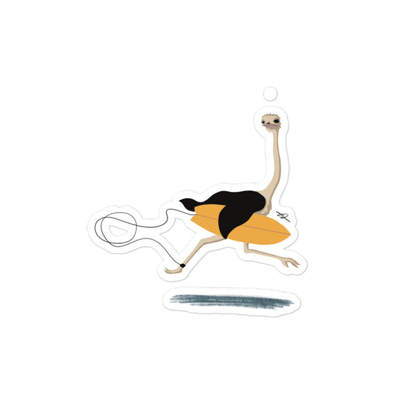 "Surfing Ostrich" Bubble-free stickers