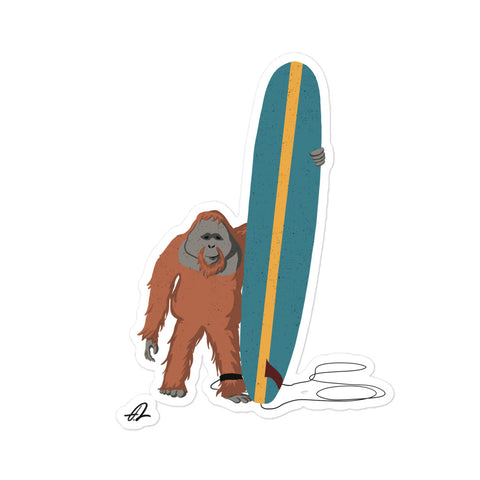 "Surfing Orangutan" Bubble-free stickers