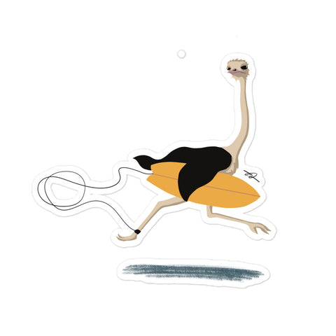"Surfing Ostrich" Bubble-free stickers
