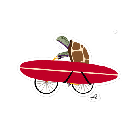 A turtle riding a bike Sticker