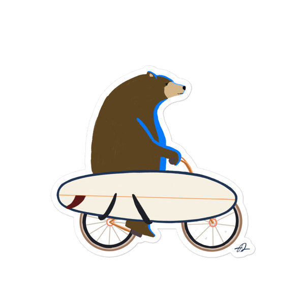 A grizzly riding a bike Stickers