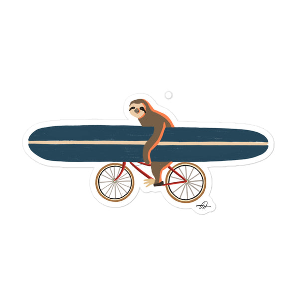 A sloth riding a bike Sticker