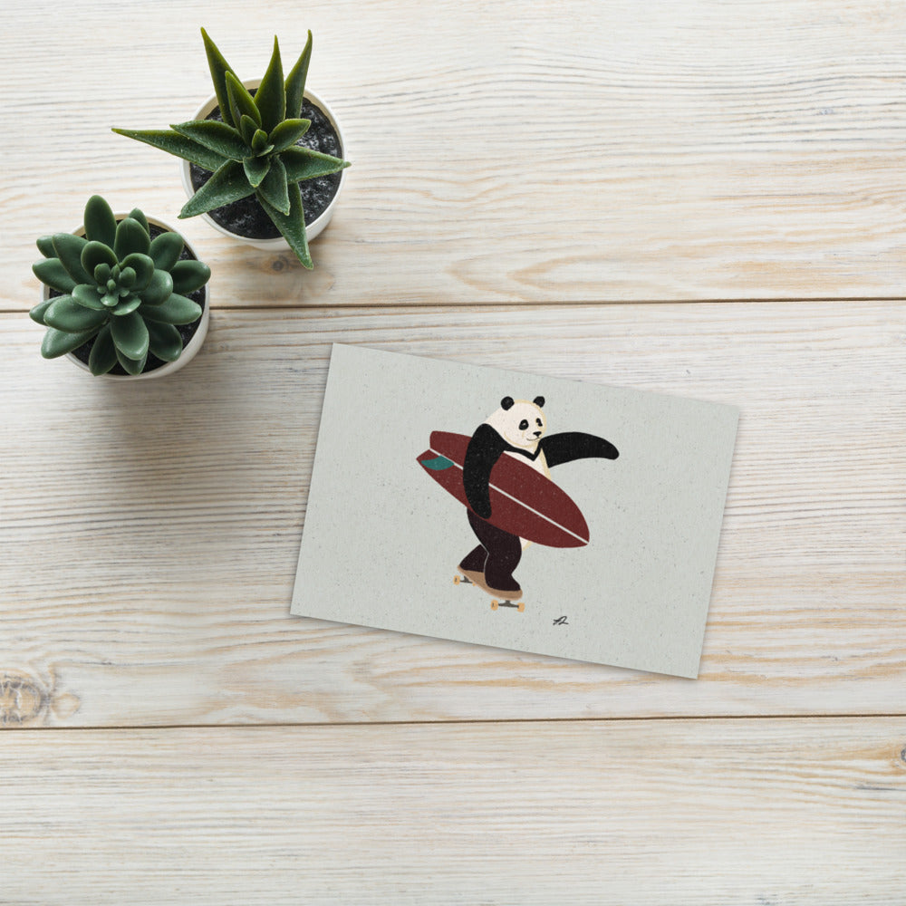 "Surfing Panda" Art Postcard