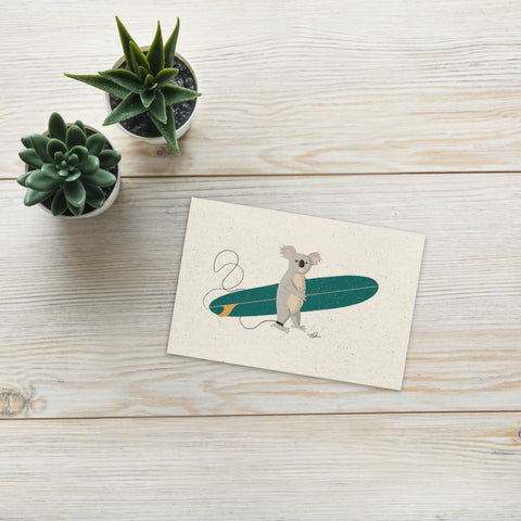 "Surfing Koala" Art Postcard