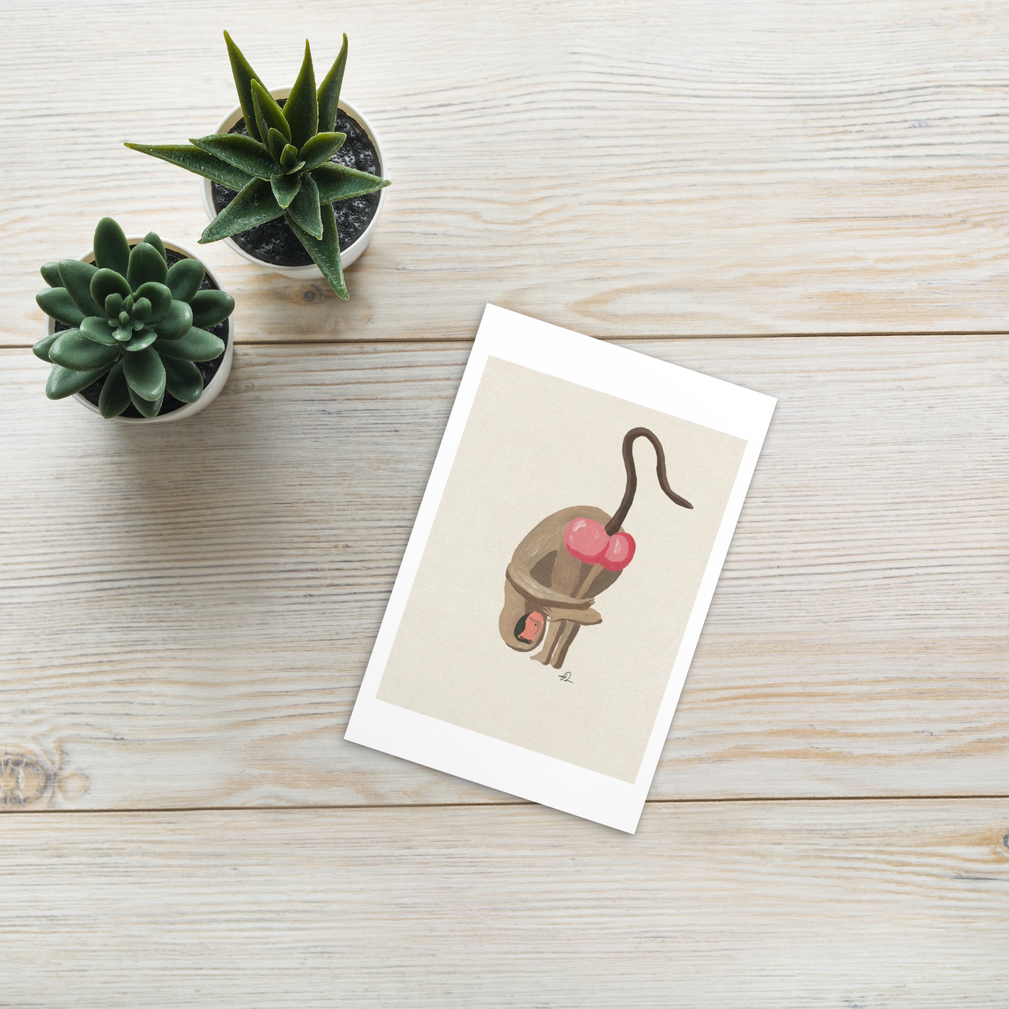Baboon Yoga Art Postcard