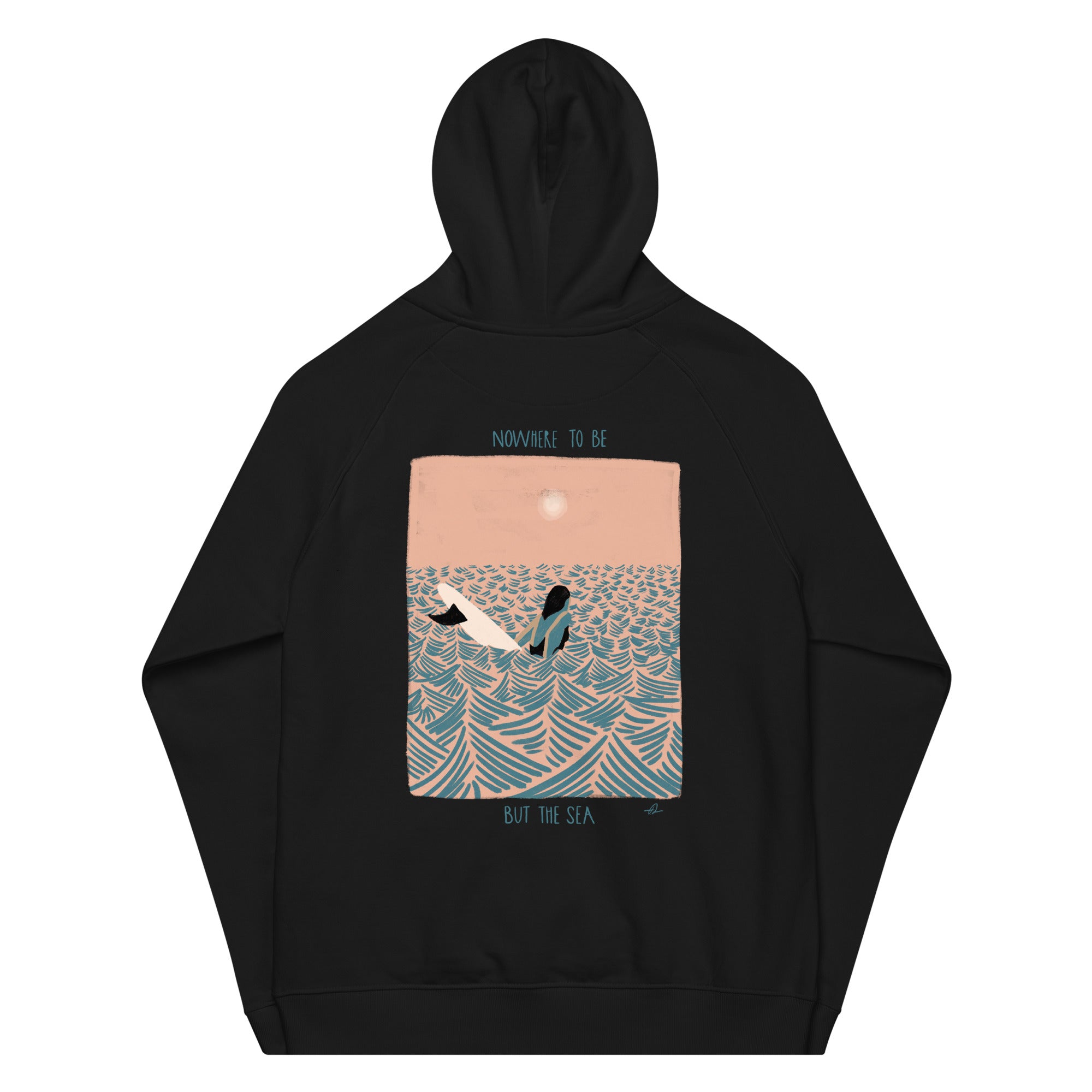 Nowhere to be but the sea Unisex eco raglan hoodie