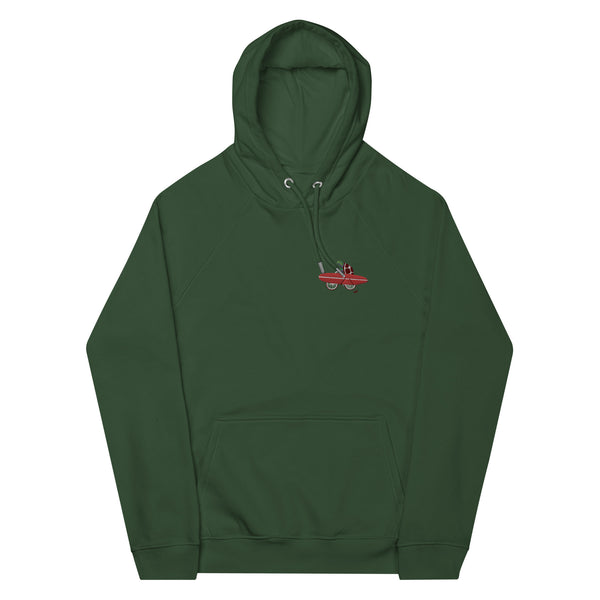 A turtle riding a bike Unisex embroidery eco raglan hoodie
