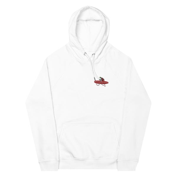 A turtle riding a bike Unisex embroidery eco raglan hoodie