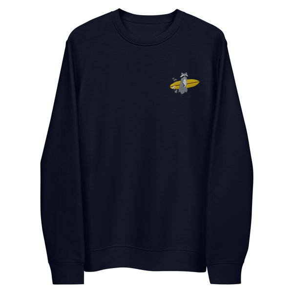"Surfing Racoon" Unisex eco embroidery sweatshirt