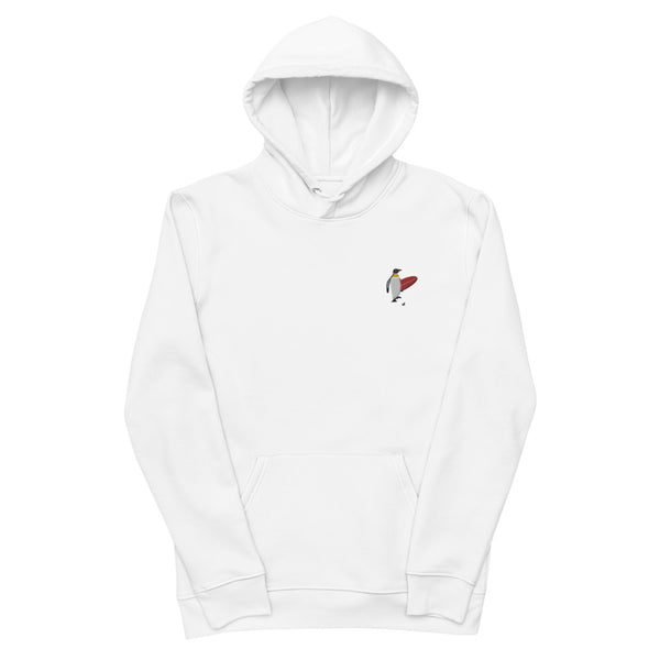 "Surfing Penguin" Embroidery Unisex essential eco hoodie