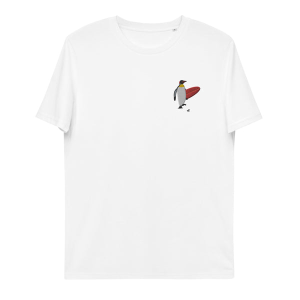 "Surfing Penguin" Organic Embroidery Tee