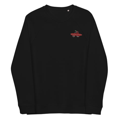 A turtle riding a bike Unisex embroidery organic raglan sweatshirt