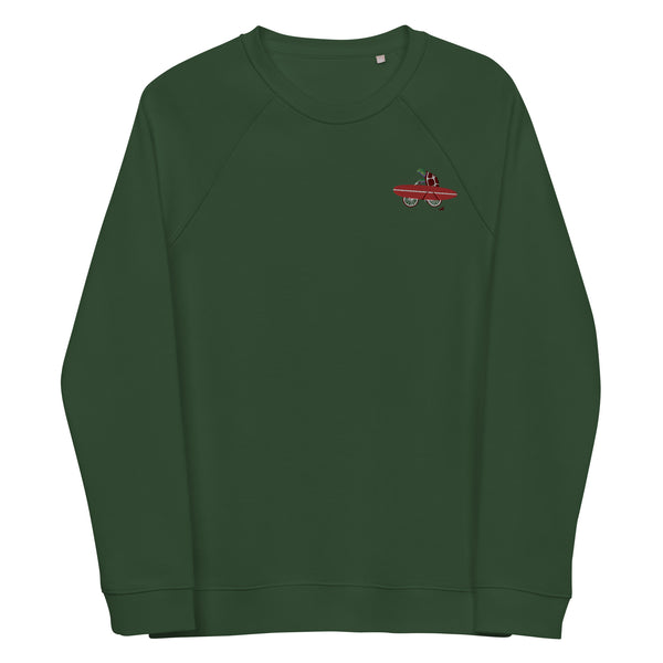 A turtle riding a bike Unisex embroidery organic raglan sweatshirt