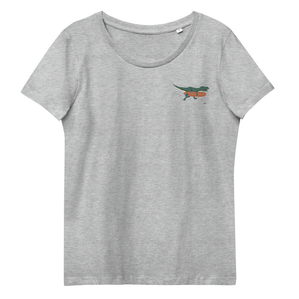 "Surfing T-Rex" Women's fitted eco tee